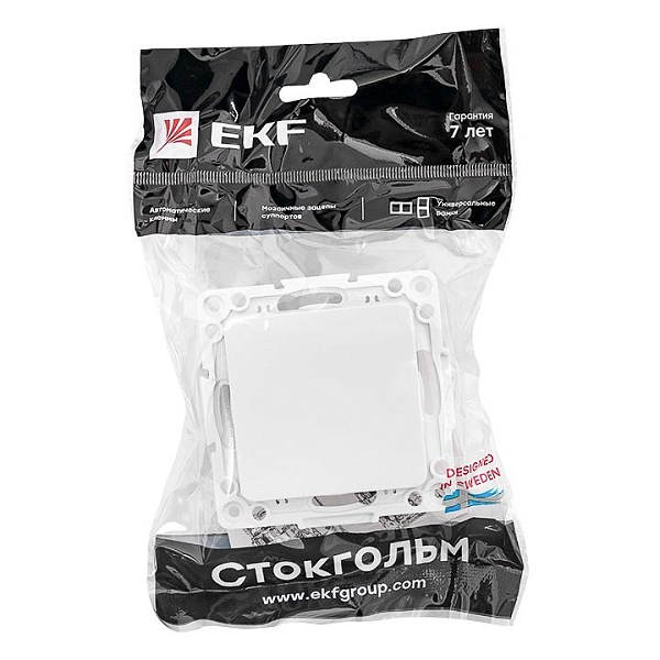 Стокгольм Механизм Выключателя 1-кл. 10А винтовые клеммы белый EKF