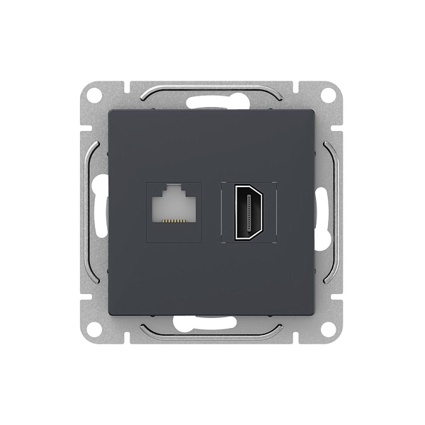 Механизм розетки HDMI+RJ45 (cat5), графит Эпика EKF