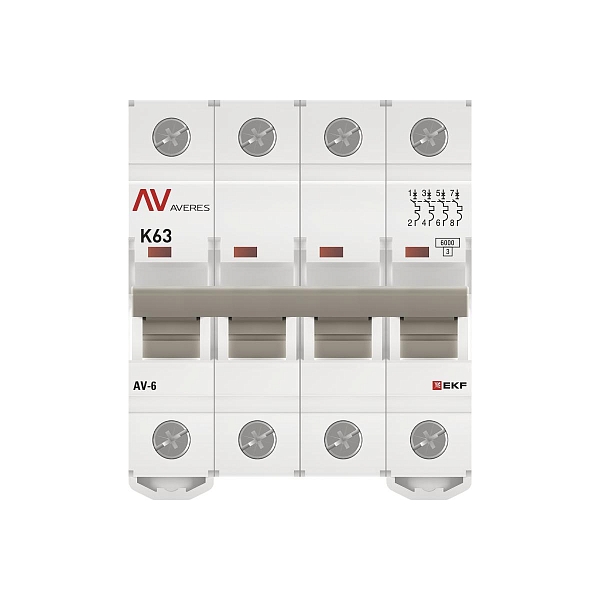 Выключатель автоматический AV-6 4P 63A (K) 6kA EKF AVERES