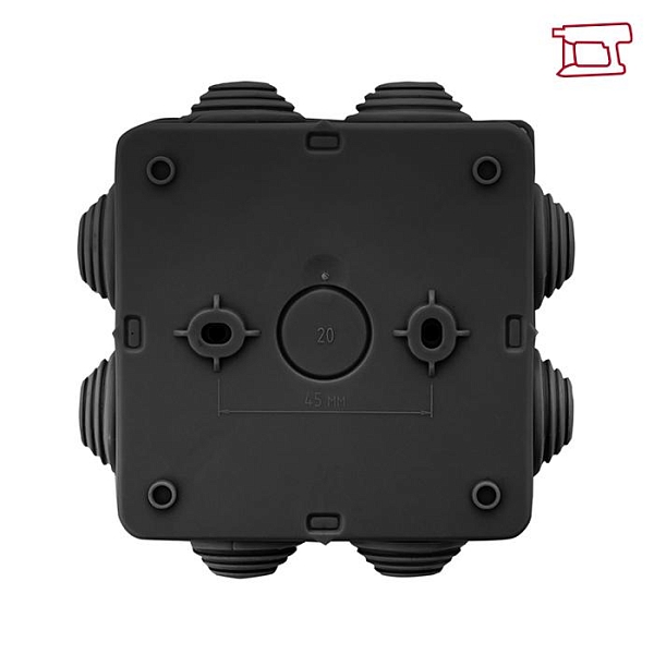 Коробка распределительная КМР-030-031 с крышкой (85x85x40) для прямого монтажа 8 мембр. вводов чёрная IP55 розн. стикер EKF