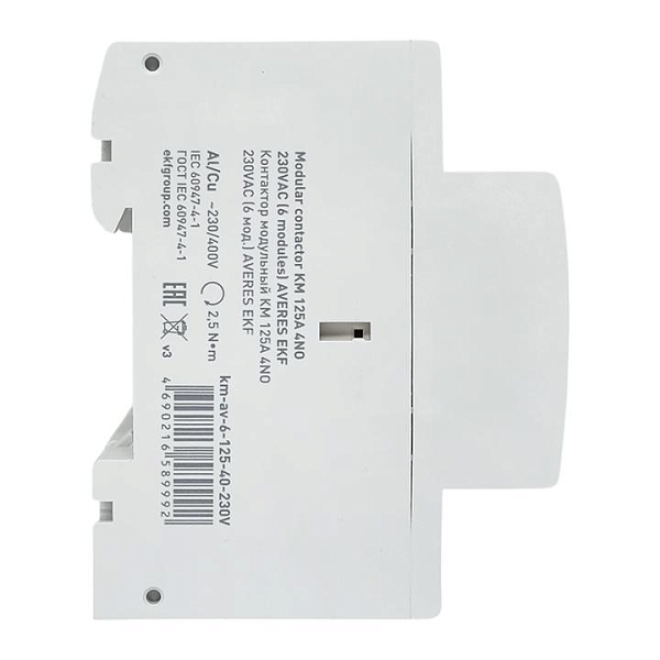 Контактор модульный КМ 125А 4NO 230В АС (6 мод.) AVERES EKF