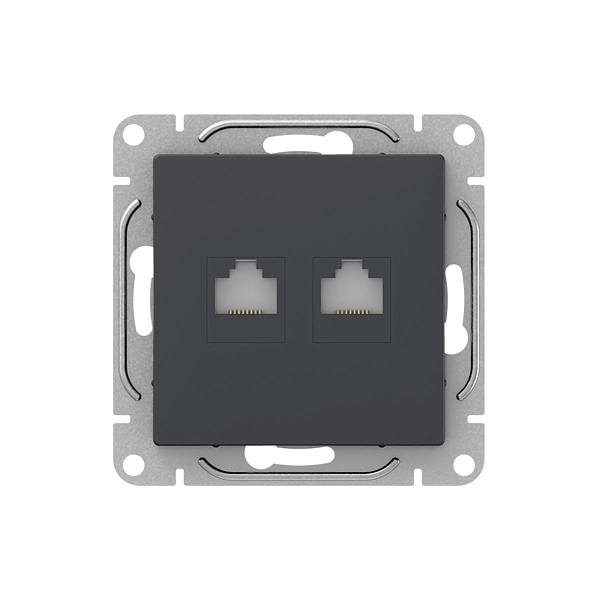 Механизм розетки RJ45 - 2шт, (cat6), графит Эпика EKF