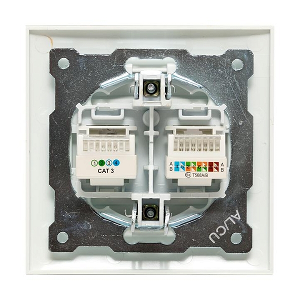 Валенсия розетка RJ-45+RJ11 2-местная белая EKF