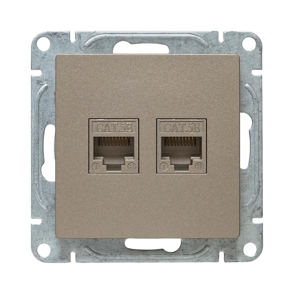 Механизм розетки RJ45 - 2шт, (cat5), шампань Эпика EKF