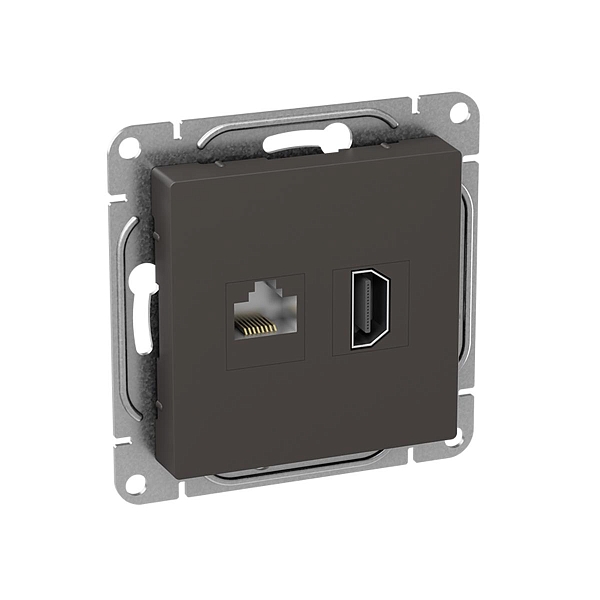 Механизм розетки HDMI+RJ45 (cat5), мокко Эпика EKF