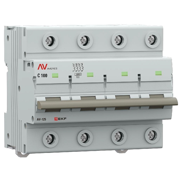 Выключатель автоматический AV-125 4P 125A (C) 10kA EKF AVERES