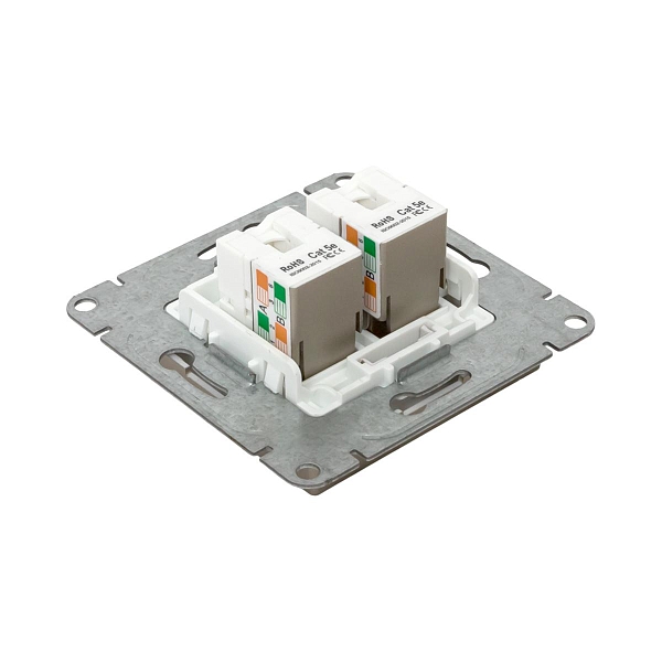 Механизм розетки RJ45 - 2шт, (cat5), шампань Эпика EKF