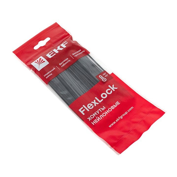 Хомут P6.6 стандартный (ч), 2.5x150 (100шт) FlexLock EKF