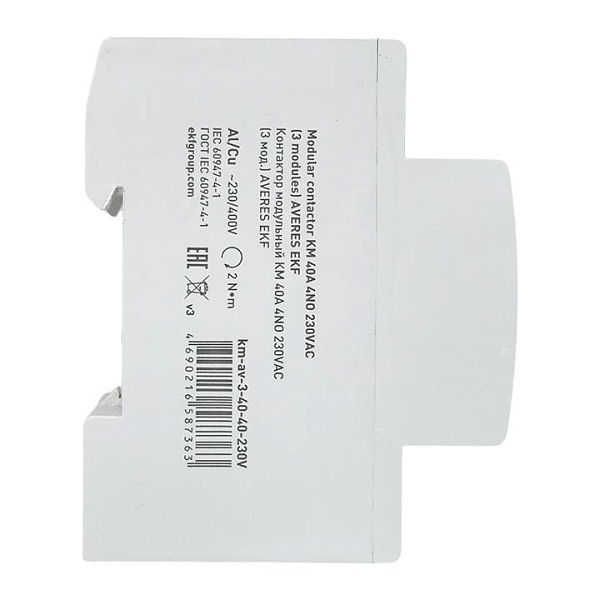 Контактор модульный КМ 40А 4NO 230В АС (3 мод.) AVERES EKF