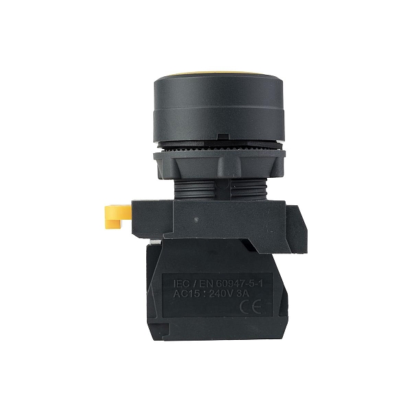 Кнопка SB-31 плоская с фиксацией 1NO желтая IP65 EKF