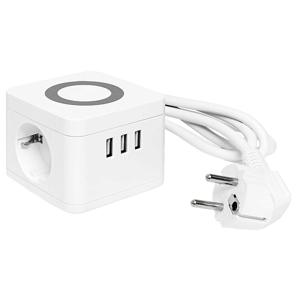 Удлинитель "Куб" 2 гнезда 3USB 2,4А+зарядное устройство 1,3 метра 1мм2