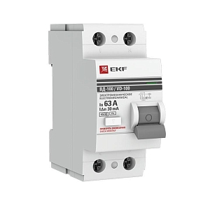 Выключатель дифференциального тока ВД-100 2P 63А 30мА тип АС электромеханический 4,5кА PROXIMA EKF