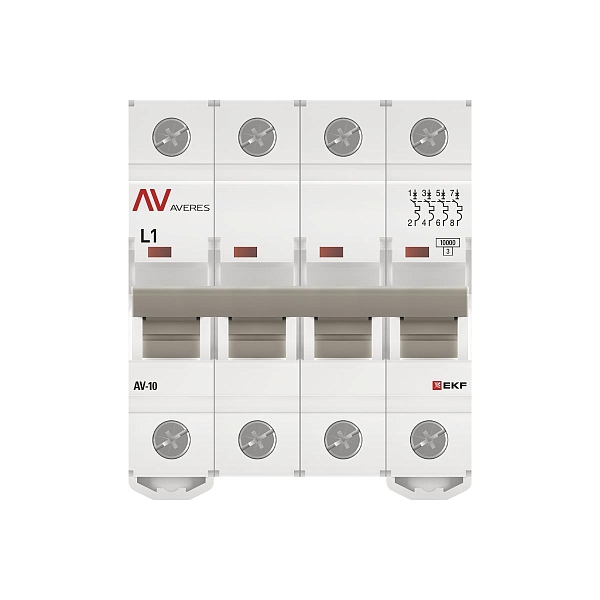 Выключатель автоматический AV-10 4P 1A (L) 10kA EKF AVERES