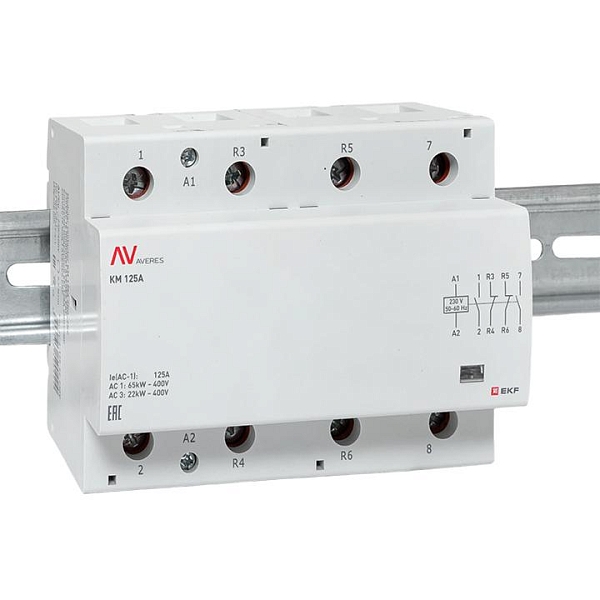 Контактор модульный КМ 125А 2NO+2NC 230В АС (6 мод.) AVERES EKF