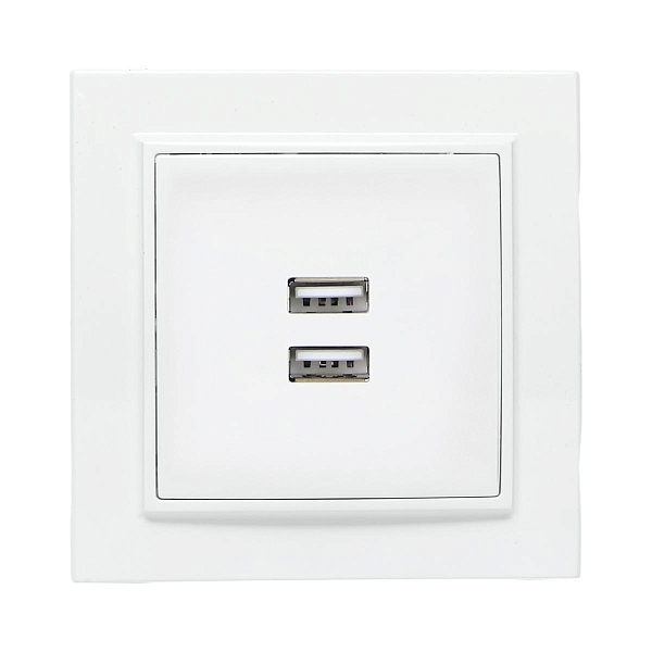 Минск Розетка USB 2-местная СП 2,1А белая EKF