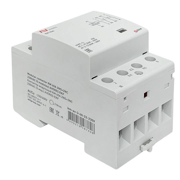 Контактор модульный КМ 40А 2NO+2NC 230В АС (3 мод.) AVERES EKF