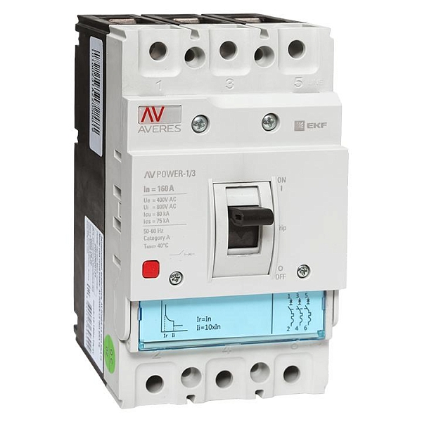 Выключатель автоматический в литом корпусе AV-POWER-1/3 160А 80кА TR EKF