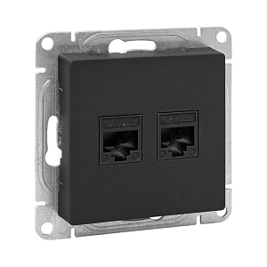 Механизм розетки RJ45 - 2шт, (cat5), чёрный Эпика EKF