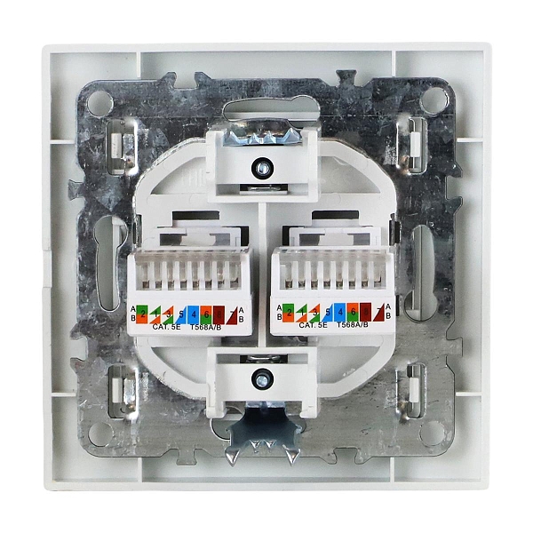 Розетка RJ-45 2-местная СП Минск белая EKF