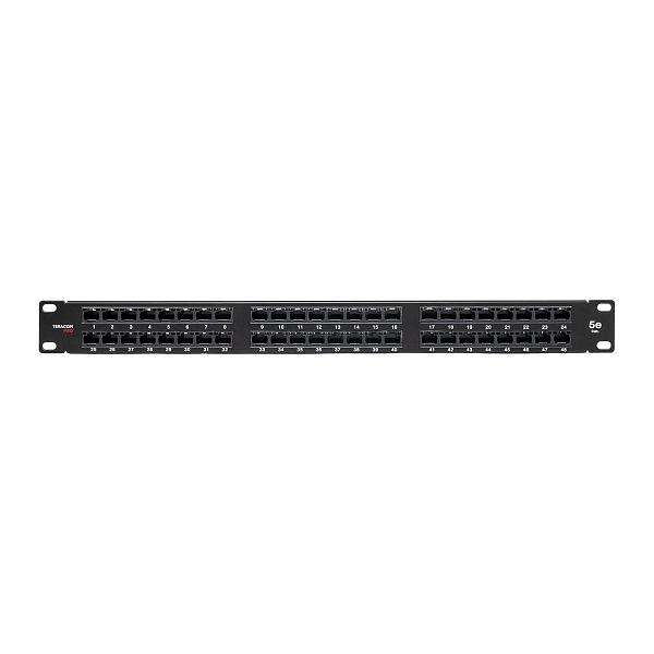 Патч-панель высокой плотности TERACOM PRO 19'' Cat.5E 1U неэкранированная UTP 48 портов RJ-45 Dual IDC с органайзером