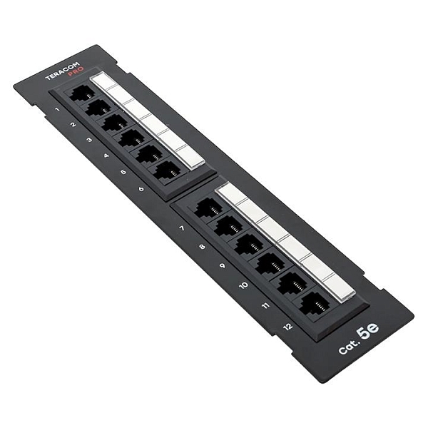 Патч-панель настенная TERACOM PRO Cat.5E неэкранированная UTP 12 портов RJ-45 Dual IDC