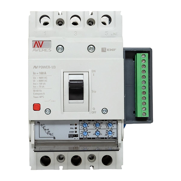 Выключатель автоматический в литом корпусе AV-POWER-1/3 160А 100кА ETU2.2 EKF