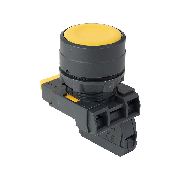 Кнопка SB-31 плоская с фиксацией 1NС желтая IP65 EKF