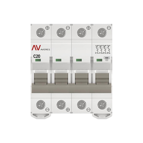 Выключатель автоматический AV-10 DC 4P 20A (C) 10kA EKF AVERES