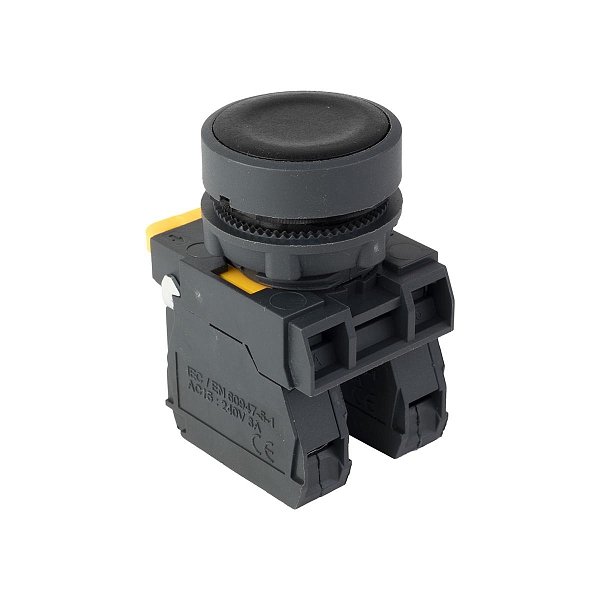 Кнопка SB-21 плоская без фиксации 1NO+1NС черная IP65 EKF