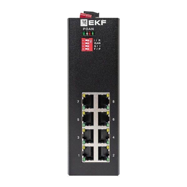 Промышленный неуправляемый коммутатор U-8GTP, 8 портов 10/100/1000Base-T(X) RJ45 c PoE, монтаж на динрейку TSX EKF