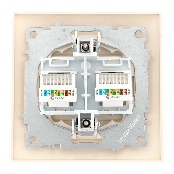 Валенсия розетка компьютерная RJ-45 2-местная кремовая EKF
