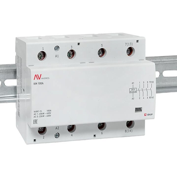 Контактор модульный КМ 100А 4NO 230В АС (6 мод.) AVERES EKF