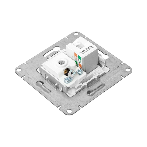 Механизм розетки TV+RJ45 (cat5), алюминий Эпика EKF