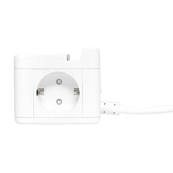 Удлинитель "Куб" 2 гнезда 1USB + 2Type C с быстрой зарядкой, подставкой под телефон и ночником 1,3 метра 1мм2