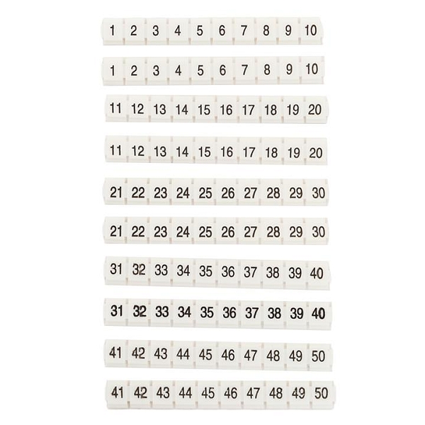 Маркеры для ST/Push-in 2,5 с нумерацией 1-50 для крепления сбоку (100 шт.) EKF