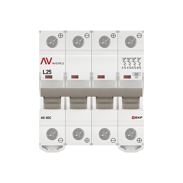 Выключатель автоматический AV-6 DC 4P 25A (L) 6kA EKF AVERES