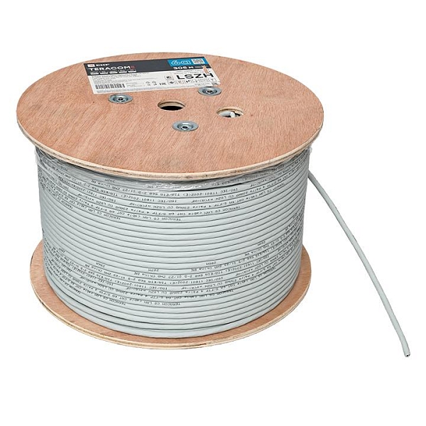 Кабель витая пара TERACOM CS Cat.6A S/FTP 4 пары solid 0,57мм оболочка LSZH нг(А)-HF цвет серый (упак. 305м)