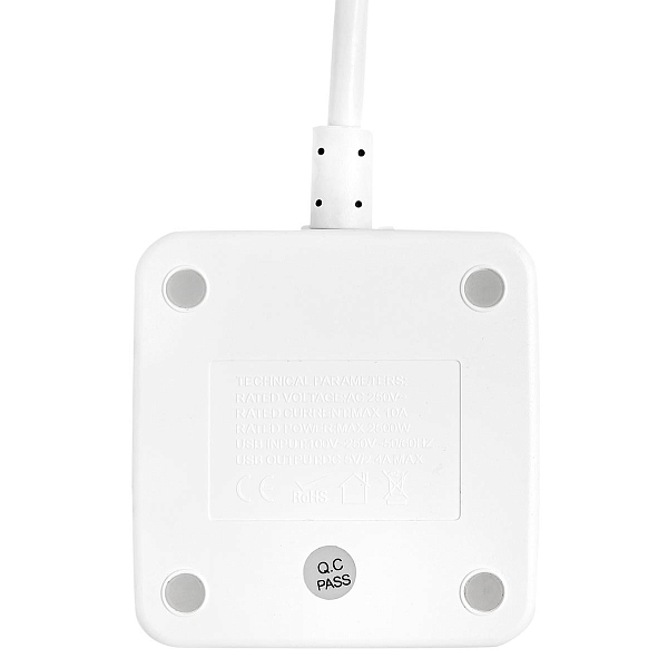 Удлинитель "Куб" 2 гнезда 2USB 2,4А+Type C + Ночник 1,3 метра 1мм2