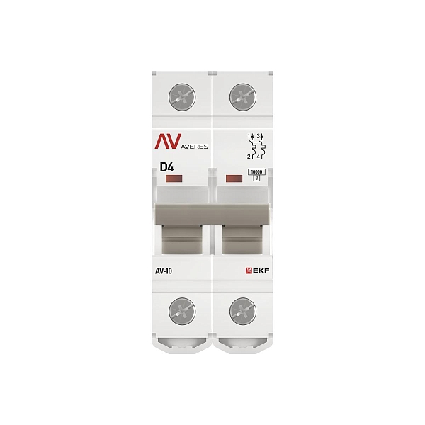 Выключатель автоматический AV-10 2P 4A (D) 10kA EKF AVERES