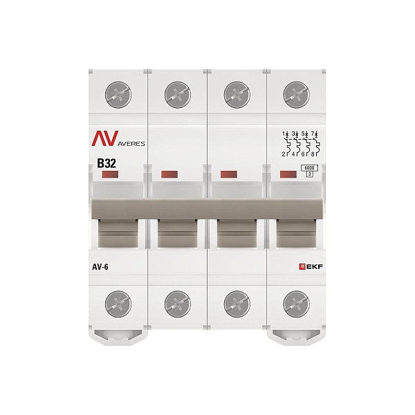 Выключатель автоматический AV-6 4P 32A (B) 6kA EKF AVERES