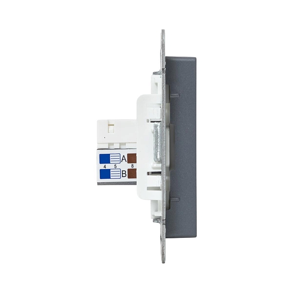 Механизм розетки RJ45 - 2шт, (cat5), графит Эпика EKF