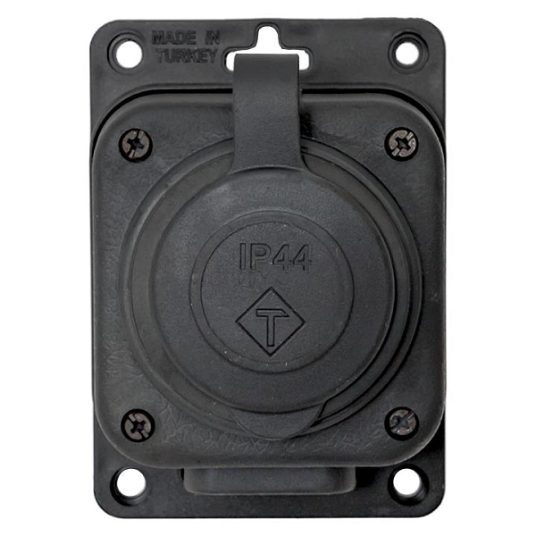 Роз. одномест. с защит. крышкой каучуковая 230В 2P+PE 16A IP44 EKF PRO