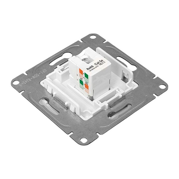 Механизм розетки RJ45 (cat5), белый Эпика EKF