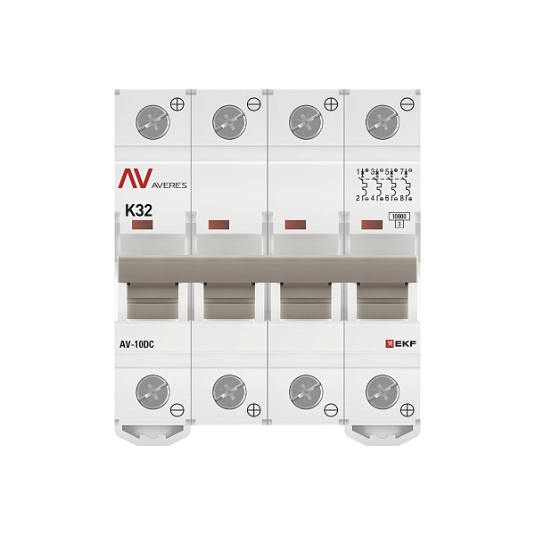 Выключатель автоматический AV-10 DC 4P 32A (K) 10kA EKF AVERES