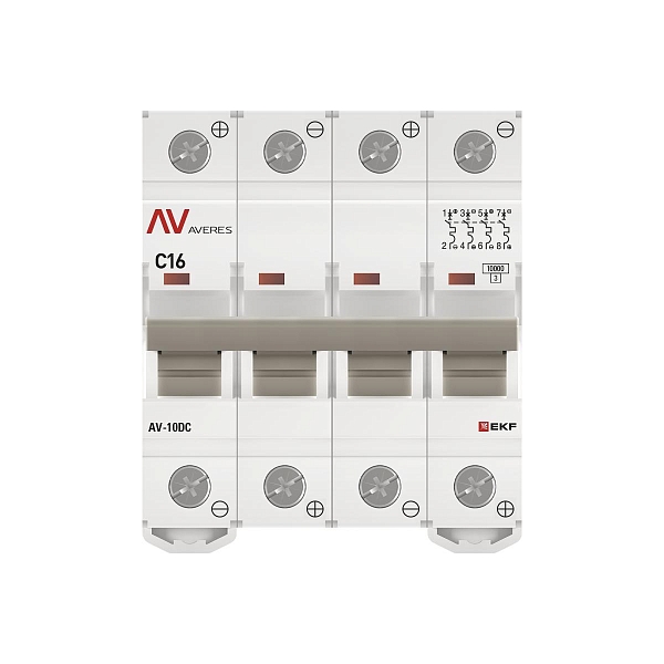 Выключатель автоматический AV-10 DC 4P 16A (C) 10kA EKF AVERES