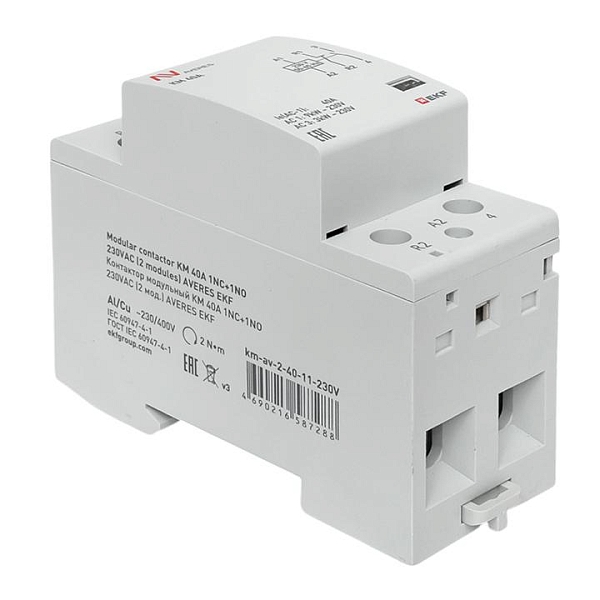 Контактор модульный КМ 40А 1NO+1NC 230В АС (2 мод.) AVERES EKF