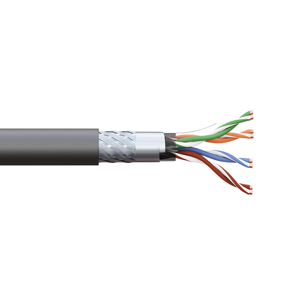 Кабель витая пара TERACOM PRO Cat.5E SF/UTP для промышленного Ethernet проводник 4 пары 19x0,1мм 26AWG оболочка полиуретан -40°C – +80°C цвет черный (упак. 500м)