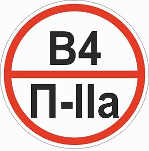 Знак пластик "Категории помещения по взрывопожарной и пожарной опасности В4 П-IIа" (200x200) ГОСТ 12.4.026-2015 EKF PROxima