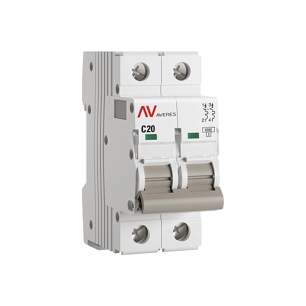 Выключатель автоматический AV-6 2P 20A (C) 6kA EKF AVERES
