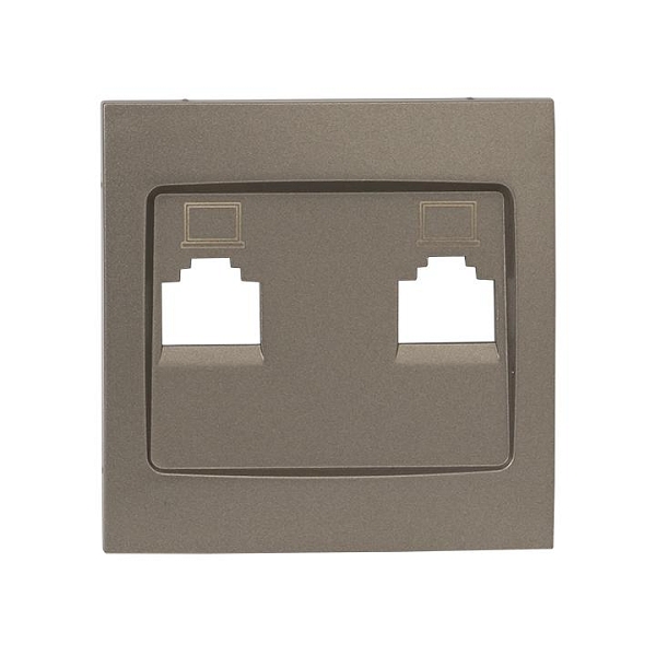 Валенсия лицевая панель розетки RJ-45 2-местная кашемир EKF